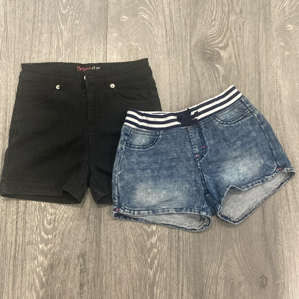 Black and Blue Denim Shorts Set